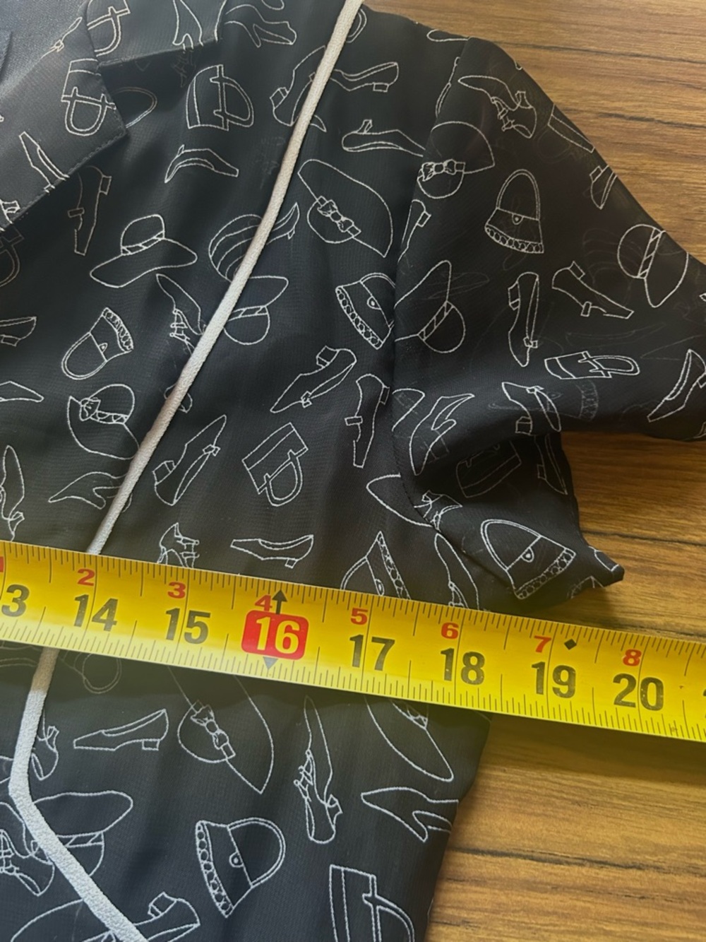 Componix Black Novelty ModCloth Style Print Shirt‎ Dress White Piping Button S - Picture 11 of 12